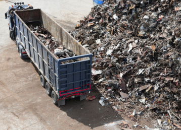 Truck with container used for metal recycling
